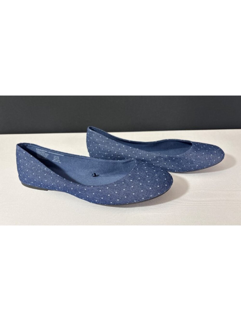 Blue Polka Dot Womens Flat Shoes Size 8.5 Slip-On Casual Ballerina Ballet Flats - Picture 2 of 8